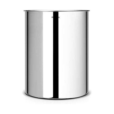 Papelera cilíndrica Brabantia para despacho, 15 litros, Acero Brillante Cover