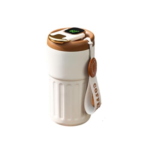 Water Bottle Café inteligente Tealier '24 de 450ml, café de cristal con pantalla de temperatura, taza de café portátil de inoxidable frío y caliente (Coffee, One Size)