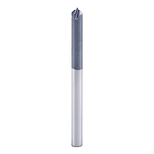 Image of ISB 90 Degree Chamfer End Mill, 1 /8'' Diameter Carbide Chamfering Mill, 4 Flute CNC V Bit for Carving V Groove and Chamfering