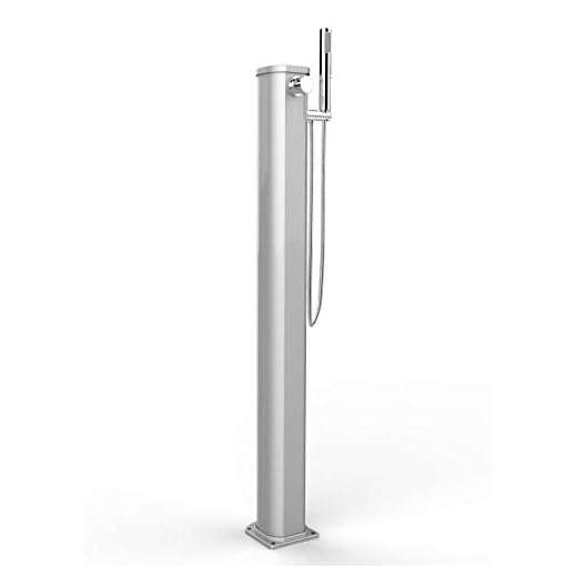 Ducha Con 2 Entradas De Agua Caliente Y Fría Arkema Jolly Go Con Grifo Y Alcachofa De Mano Altura 115 Cm Estructura De Aluminio Pintado Color Acero Inoxidable