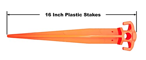 12 Estacas para Tienda de Campaña de 16 pulgadas, Plástico Duradero y Resistente, Color Naranja UV, Paquete de 12 miniatura 3