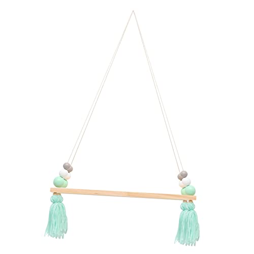 Colgador de pared para plantas, estante de cuentas de madera, decoración de pared, estante de almacenamiento de flores, estante flotante, estante de exhibición de plantas (verde claro, 38 x 14,5 x