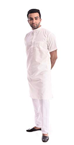 Image of Royal Kurta Mens Linen Half Sleeved Long Ethnic Kurta