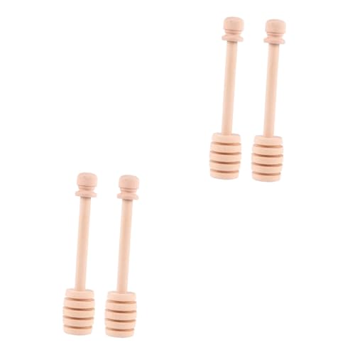 SOLUSTRE 2sets 8pcs Wooden Honey Stick Spoon Stirring Sticks for Milk Tea Safe and Comfortable Handle for Honey Syrup and Viscous Substances Natural Grain Design 8pcs*2
