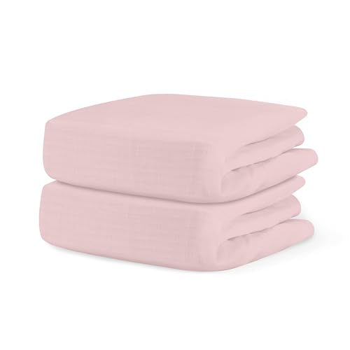 Newton Baby Fitted Crib Sheet (2-Pack) - Ultra Breathable and Soft, Organic Cotton, Fits All Standard Cribs, Pink