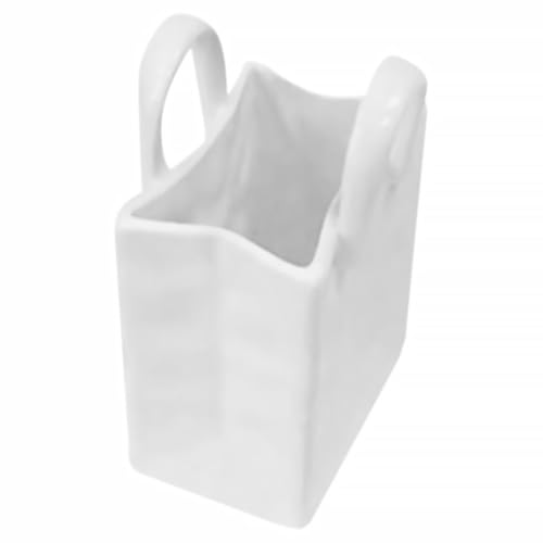 ORFOFE Vaso in Porcellana Forma di Borsa Portapenne e Contenitore Decorativo per Fiori Design Unico e Compatto per Scrivania e Casa