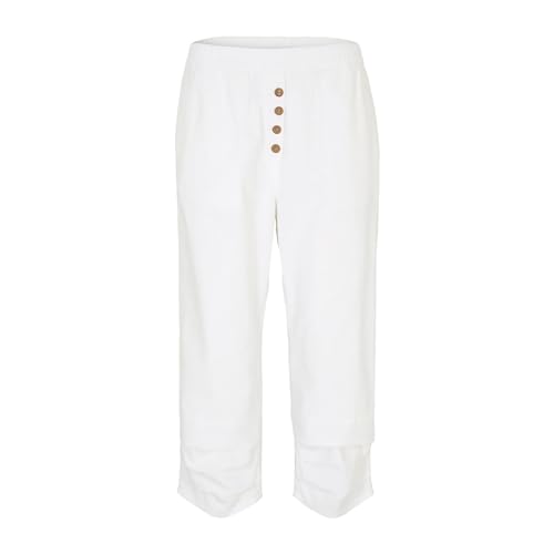 Pantalones de mujer de algodón cómodos elegantes pantalones de tiempo libre pantalones de algodón y lino de pierna ancha cómodos pantalones mujer verano ligeros pantalones de playa con bolsillos