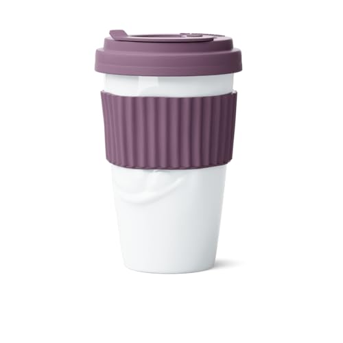 Taza de porcelana para café con tapa y funda Wineberry miniatura 2