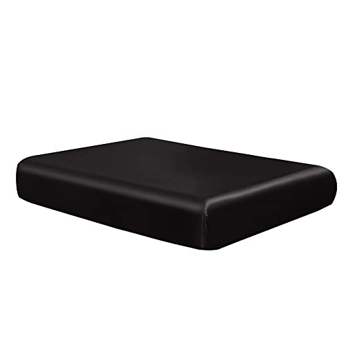Drap-housse DuShow en satin de soie - Avec poche profonde - Respirant, doux et confortable - Résistant aux plis, à la décoloration, aux taches et à l'abrasion, Soie, Noir , King Cover