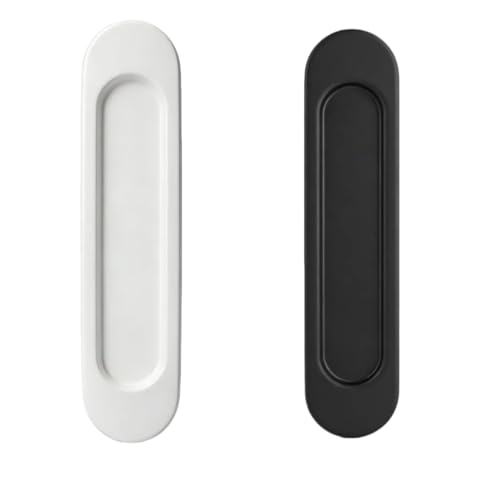 JiaHeHe Tirador de puerta corredera autoadhesivo para puertas correderas, manija oculta para puertas correderas de aleación de aluminio en blanco y negro, 2 unidades con 3 m para muebles de interior