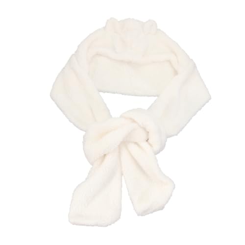 VANZACK Adorable Thickened Bear Ear Scarf for Plush Warm Hoodie Scarf for Christmas Year Protects Neck Ears from Cold Cozy Present for Family Friends White