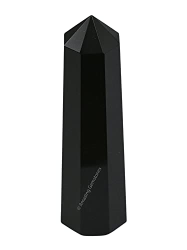 Image of Amazing Gemstone Black Agate Crystal Towers ~ Natural Healing Crystal Point Obelisk for Reiki Healing and Crystal Grid (3 inch to 4 inch INCH)