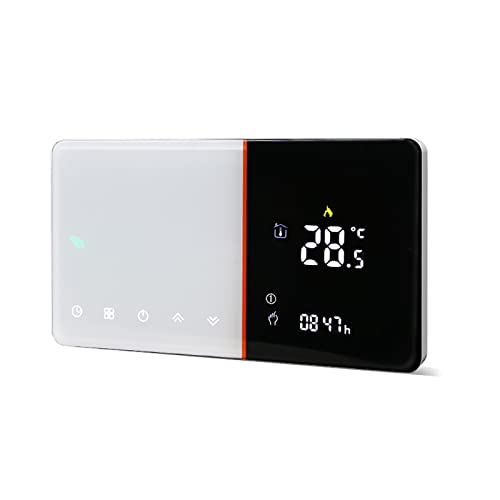 Qiumi Termostato Wifi intelligente per il riscaldamento individuale della caldaia a gas/acqua funziona con Alexa Google Home contatto secco PM 2.5 in APP umidità e display ultravioletto 5A