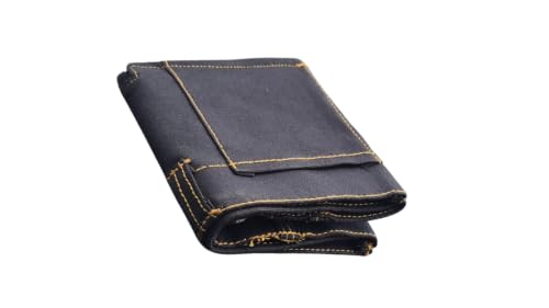 Image of Men's Denim Wallet - Slim Bifold Mini Jeans Style Fabric Wallet with Pocket | Lightweight Compact Card Holder & Cash Organizer | Casual Blue for Men Unisex (Dark Denim)