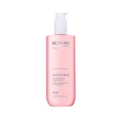 Biotherm, Biosource Leche Desmaquillante, Limpia y Calma la Piel, Enriquecida con Life Plankton, Para Pieles Normales a Secas, 400 ml