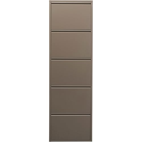 Kare Caruso Boîte à Chaussures Design en Acier 5 Compartiments pour 10 Paires de Chaussures Taupe 170 x 50 x 15 cm