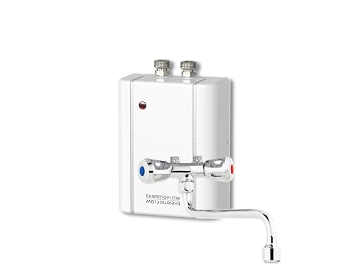 Thermoflow Elex 3,5Arm Klein-Durchlauferhitzer / 230 V/druckloser Durchlauferhitzer mit Zweigriffarmatur/Warmwasser bis 25 °C/G 3/8“ Anschluss / 2 L/min/für Waschbecken & Küchenspülen