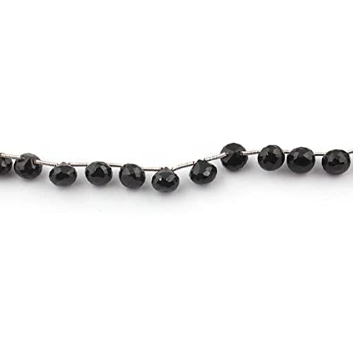 Onyx noir facetté briolette de qualité supérieure 7mmx8mm pour joaillerie SB4105