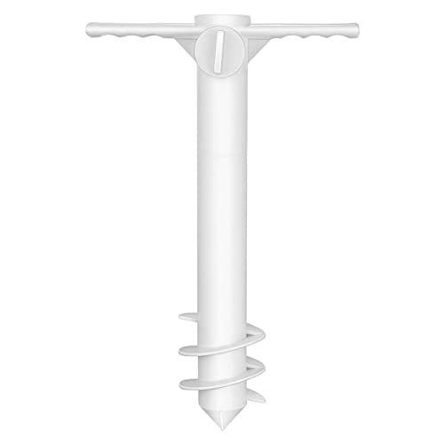 CLISPEED 1 Pc Beach Umbrella Sand Grass Auger Grass Umbrella Holder Beach Sand Anchor Outdoor Umbrella Anchor Sand Anchor Auger Metal Stand Bit Holders Earth Drill White Plastic Windproof
