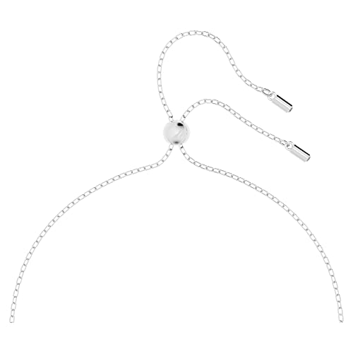 Swarovski Hollow Pendant Necklace With Double Circle Motif In Rhodium Finish Metal And White Crystal Pavé On A Rhodium Finish Chain, Part Of The Hollow Collection #TOP14