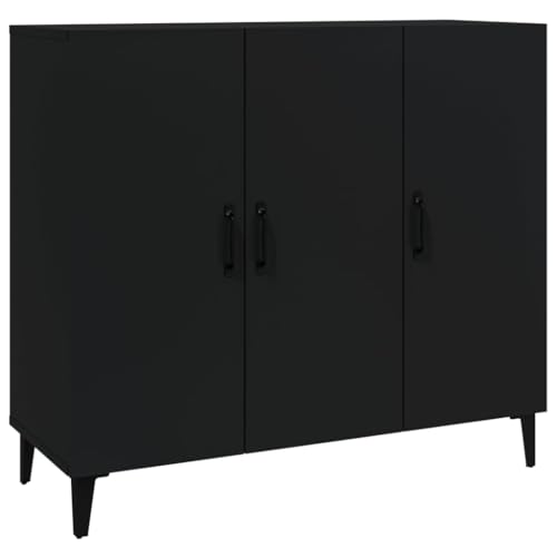vidaXL Credenza Nera 90x34x80 cm in Legno Multistrato