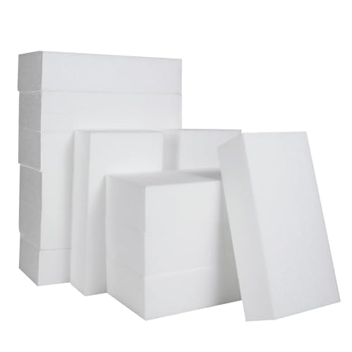 FWEEK - 12 Plaques de Polystyrène Extrudé Rectangulaire 20x10x5cm, Blocs de Polystyrène Blancs...