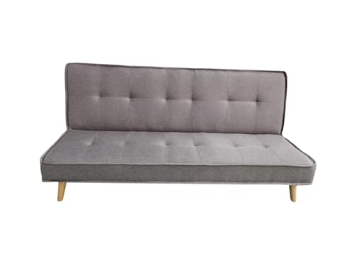 MUEBLIX.COM - Sofa Cama Alconaba 3 Plazas, Sillón Cama, Cama Sofa, con Mesa Abatible, Tapizado Poliéster Sintética, Estructura y Patas de Madera Maciza, Sofa de Diseño, Color Beige