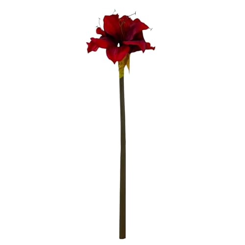 Floratexx Kunstblume Amaryllis 48cm, 1Stängel, 3 Blüten. Künstliche Amaryllis, Winterdeko, Weihnachten Dekoration ROT