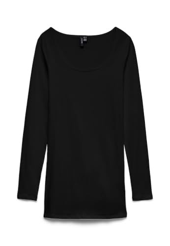 VERO MODA Damen Vmmaxi My Soft Long U-Neck Noos Langarmshirt, Schwarz, XXL EU – Ansicht 6