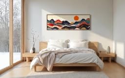 Tableau abstrait Japandi paysage montagne moderne salon - 3