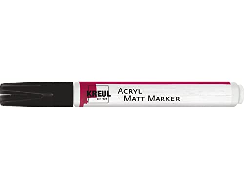 KREUL 46239 - Marcatore acrilico opaco con una punta rotonda media di circa 2-4 mm Nero Vernice acrilica permanente a base d'acqua Per disegni delicati