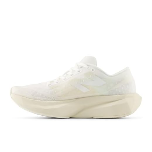 New Balance Tênis de corrida feminino FuelCell Rebel V4, Branco/linho/sal marinho, 12 Wide