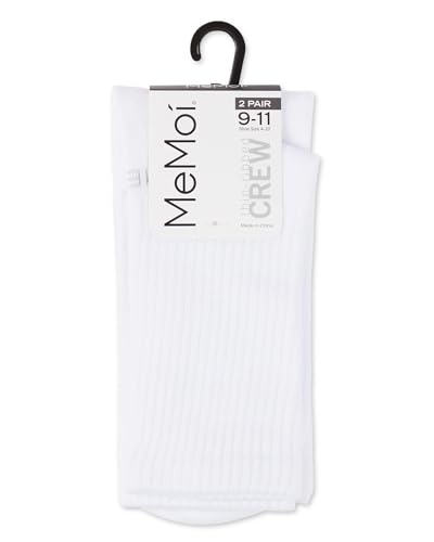 MeMoi 2 Pack Thin Ribbed Crew Socks for Women, Crew Height Boot Socks, Lightweight, Soft and Durable - Sizes 8-112
