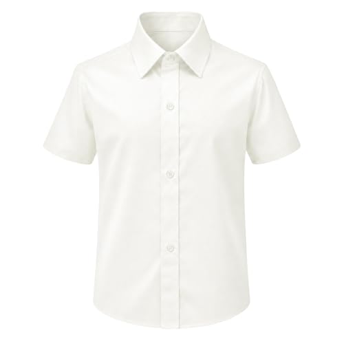 Image of Lilax Boys Classic Short Sleeve Button Down Casual Solid Dress Shirt