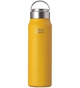 Atlas AWPB-701MD Water Bottle, 23.7 fl oz (700 ml), Cold Retention, Vacuum Insulated, Stainless Steel Mug Bottle, Lightweight, Direct Drinking, Easy to Clean, Outdoors, Wens Mustard, White Water
