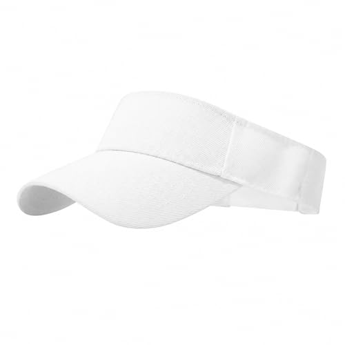 Image of GEEKPC Open-Top Sun Visor with Wide Curved Brim for Full UV Protection and Comfort - Adjustable Quick-Dry Unisex Sports Hat Ideal for Golf, Running, Tennis, Hiking and Outdoor Summer Wear White