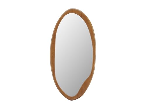 Vente-unique - Miroir Ovale en Bois d'hévéa - L. 50 x H. 100 cm - Naturel - Fujian