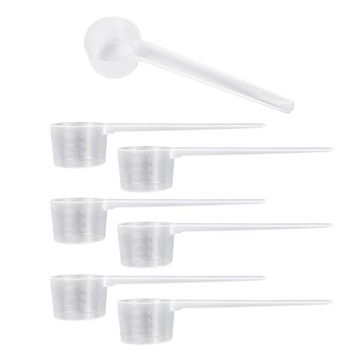 6 cucchiai dosatori da 10 ml con scale in plastica trasparente, cucchiai riutilizzabili con manico lungo, perfetti per misurare caffè, polvere proteica, zucchero, sale, MSG, importanti utensili da