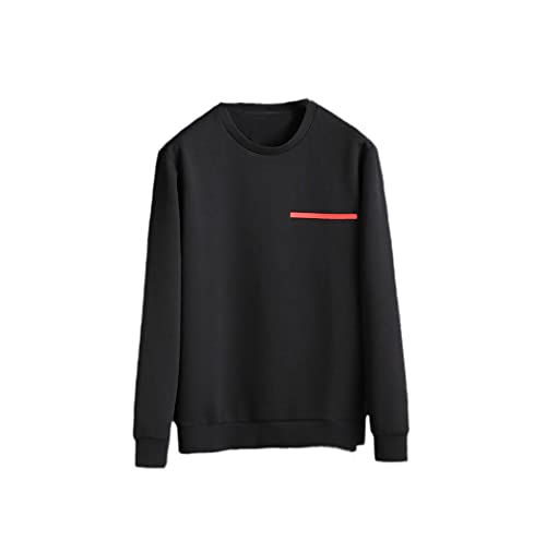 Sweat-shirt à col rond homme en pur coton noir décontracté taille L