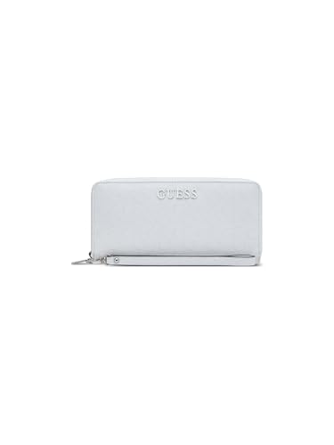 Image of GUESS White Textured Zipper Abbas Large Zip Around Wallet