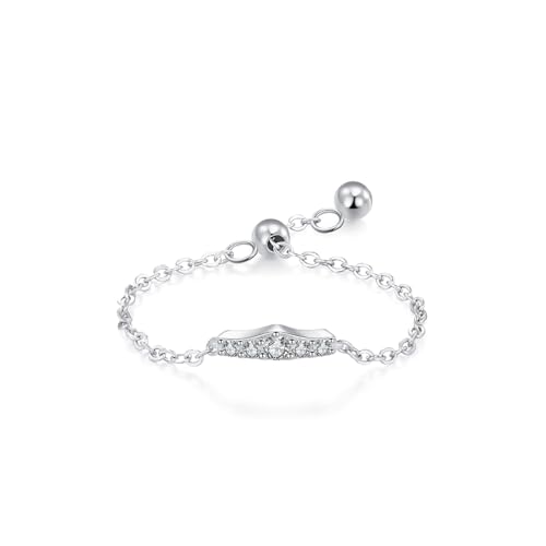 Anillo de compromiso de platino para mujer, ancho con diamante, plata, talla 54 (17,2)