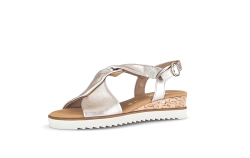 Gabor Rich | 62.751.27 | Black Leather | Womens Platform Sandals, dorado, 39 EU