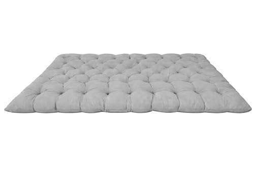 Image of ATOOTFUSION Soft Cotton Thick Foldable Mattress, Black, Firm Hand Crafted Tufted, Lightweight Rollable for Picnic Guest Sleeping (Light Grey, Small Double Bed 72X60X5 inches)