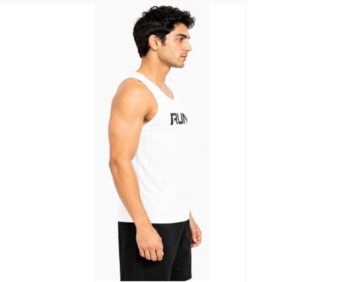 Image of Men's Gym Vest with Run Print, Sleeveless Athletic Tank Top for Running and Workout