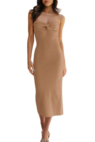 LILLUSORY Knitted Dresses Twisted Front Bodycon Dress with Back S...