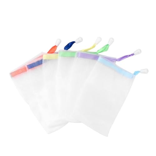 Angoily 1 Pack/50pcs Soap Pouch Handmade Soap Portable Cleaning Netting Ribbon Round Buckle