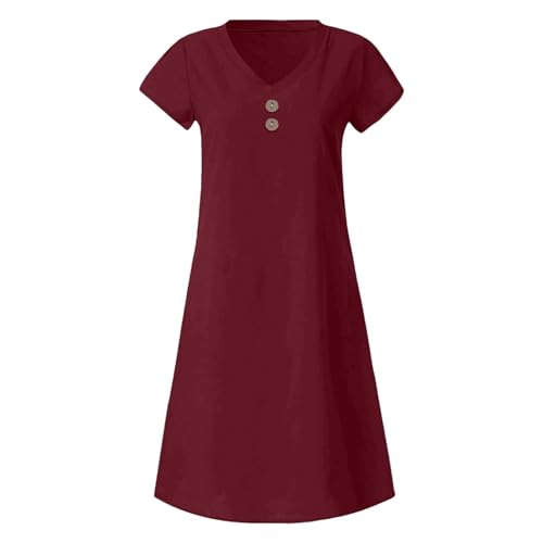 Robe boutonnée décontractée à col en V en maille fluide et coupe ample aérée - 5