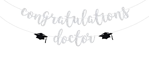 Congratulations Doctor Banner, Congrats Doctor Banner, Doctor Graduation Dekorationen, Congrats Medical Grade Decor, Doctor Graduation Party Supplies Silber Glitter Cover
