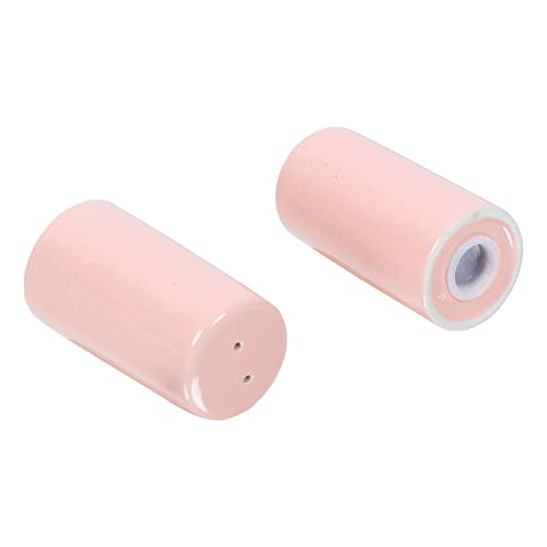 Image of QIMACPLUS Handcrafted Ceramic Salt and Pepper Shaker Set | Perfect Pour Holes for Kitchen, Dining Table, Picnic, Office, Restaurant, and Hotel | Set of 2 (Pink)