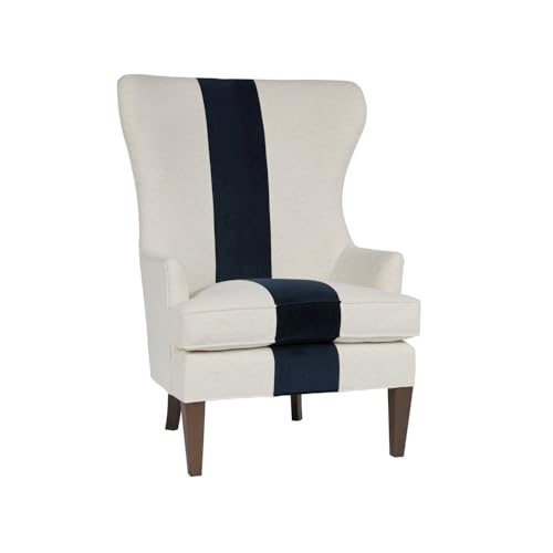 Sillón clásico respaldo alto y rayas azul marino gris